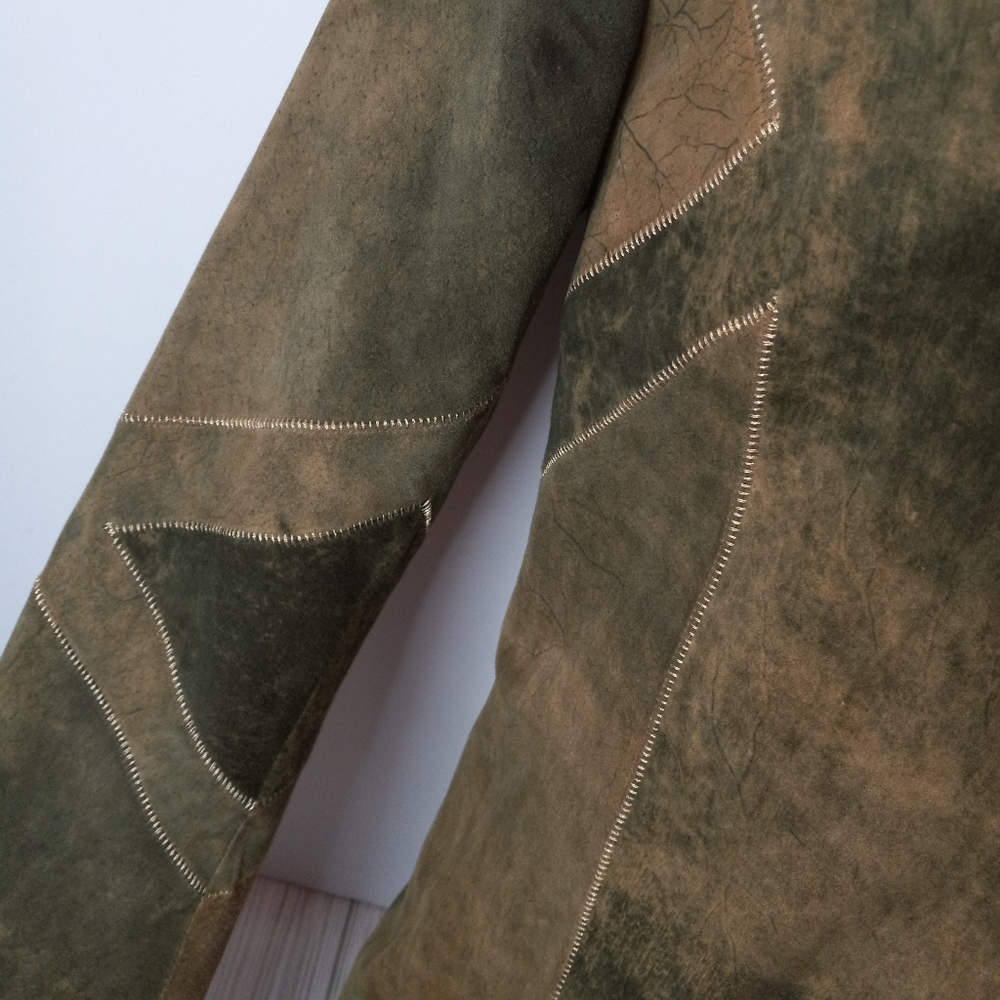 Vakko Patchwork Lamb Leather Blazer Jacket - image 2